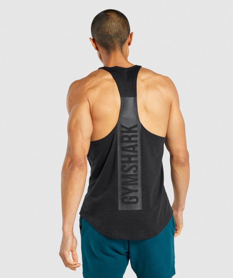 Podkoszulki Gymshark Bold Stringer Męskie Czarne | PL 603VDA